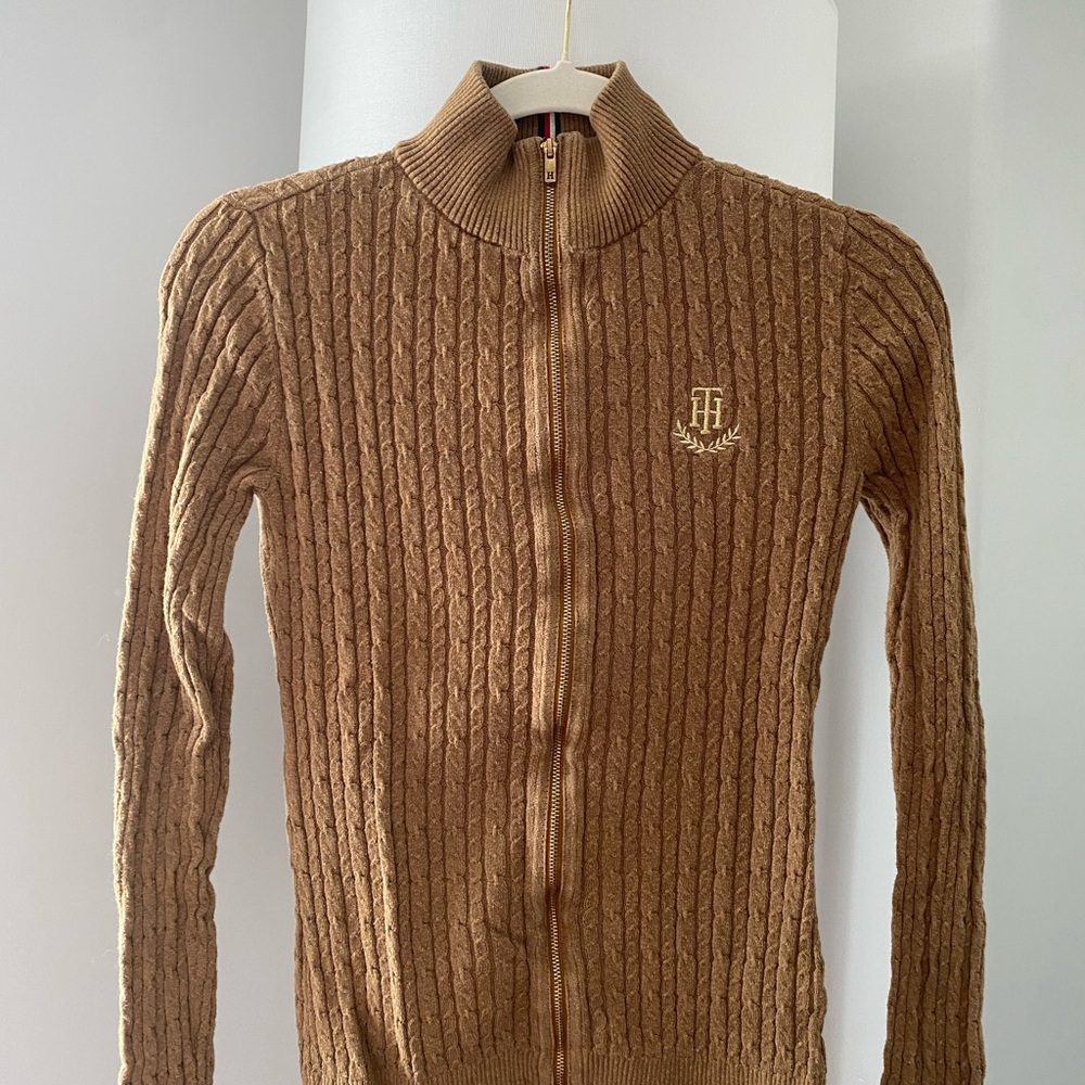 Tommy Hilfiger Zip Up Cable Knit Sweater